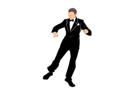 タップダンスをするブラックタイの男性