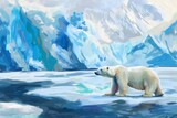 Polar Bear Crossing Ice Floe. Generative AI