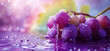 Fresh blue grape splashing in water with droplets flying around, vibrant colors. stock photo of water splash with purple grapes Food horizontal Photography.