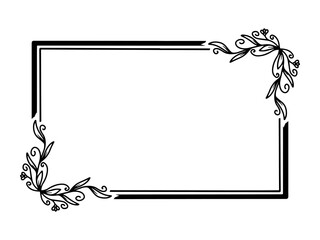Wall Mural - flower frame black and white