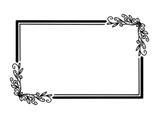Wall Mural - frame flower line art illustration