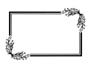 Wall Mural - hand drawn flower frame line art