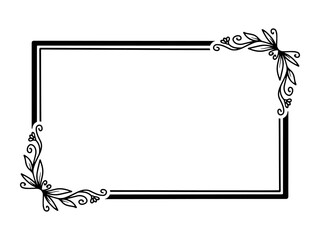 Wall Mural - flowers frame line art illustration