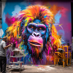 Poster - A gorilla graffiti paiting