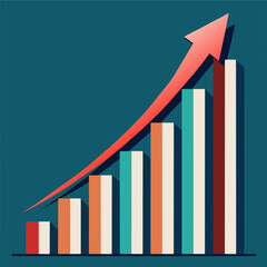 Poster - A dynamic vector image of a bar graph trending upwards, symbolizing growth. vektor illustation