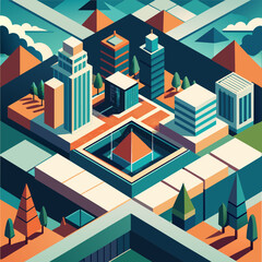 Poster - A geometric vector pattern inspired by the layout of a business park. vektor illustation