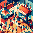 © Bendix - A vector illustration of a crowded marketplace, representing competition. vektor illustation