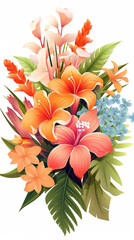 Poster - Colorful Leafy border design with flower pattern