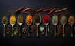 Vibrant Array of Cooking Herbs and Spices Against a Rich Dark Background: Elevate Your Culinary Creations