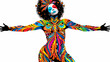 © J.V.G. Ransika - Carnival performer wearing a colorful bodysuit with intricate patterns. simple Vector art
