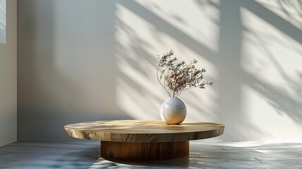 Wall Mural - Empty beautiful wood table top counter and blur bokeh modern kitchen interior background 