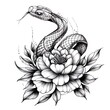 A sketch of a Tattoo in the form of a Snake. T-shirt apparel print design.