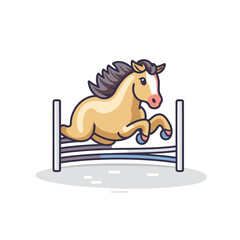 Canvas Print - Horse jumping over obstacle. Flat style vector illustration on white background.