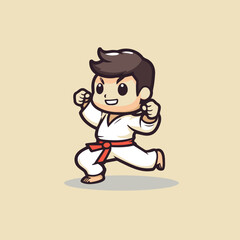 Poster - Taekwondo Cartoon Mascot Character Vector Illustration Design