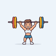 Poster - Man lifting barbell. Healthy lifestyle concept. Cartoon vector illustration.