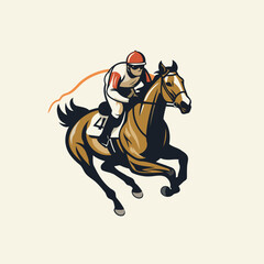 Canvas Print - Horse jockey riding on racecourse. vector illustration. eps 10