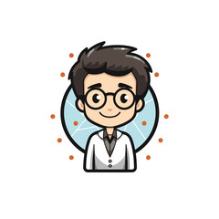 Poster - Scientist Man Face Icon - Vector Cartoon Illustration. Isolated On White Background