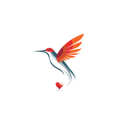 Poster - Hummingbird with heart vector logo design. Love and Valentine's day concept.