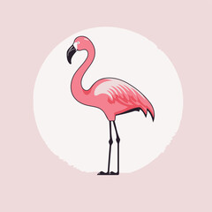 Sticker - Pink flamingo on a light background. Vector illustration in flat style.