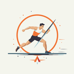 Wall Mural - Athlete with a javelin. Flat style vector illustration.