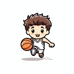 Sticker - Basketball player cartoon theme vector art illustration. Isolated on white background.