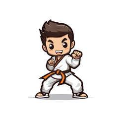 Poster - Taekwondo kid cartoon vector illustration. Cartoon taekwondo character.