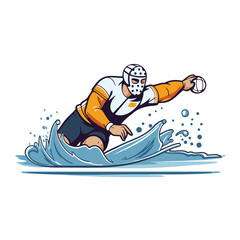 Poster - Water skiing. Vector illustration of a man riding a surfboard.