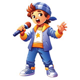 Fototapeta  - boy singing  watercolor vector