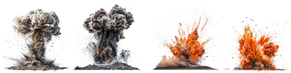 collection fire explosion and volcanic eruption png transparent background
