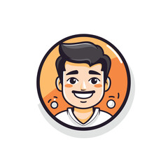 Poster - Vector illustration of a man face in circle. Smiling man face.