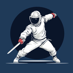 Canvas Print - Cricket player in helmet and gloves with sword. Vector illustration.