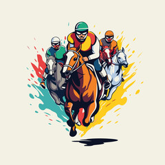 Sticker - Horse race. jockeys and jockeys racing. vector illustration