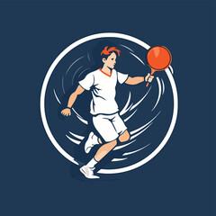 Sticker - Badminton player with racket and ball. Vector illustration for your design