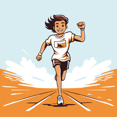 Wall Mural - Running man. Vector illustration of a man jogging on a track.