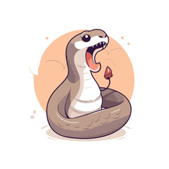 Poster - Cute cartoon snake on a white background. Vector illustration in a flat style.