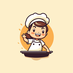 Canvas Print - Cute chef cartoon character. Vector illustration in a flat style.