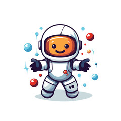 Canvas Print - Cute astronaut with a ball in his hand. Vector illustration.