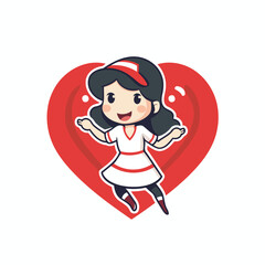 Poster - Cute girl with red heart. valentine's day vector