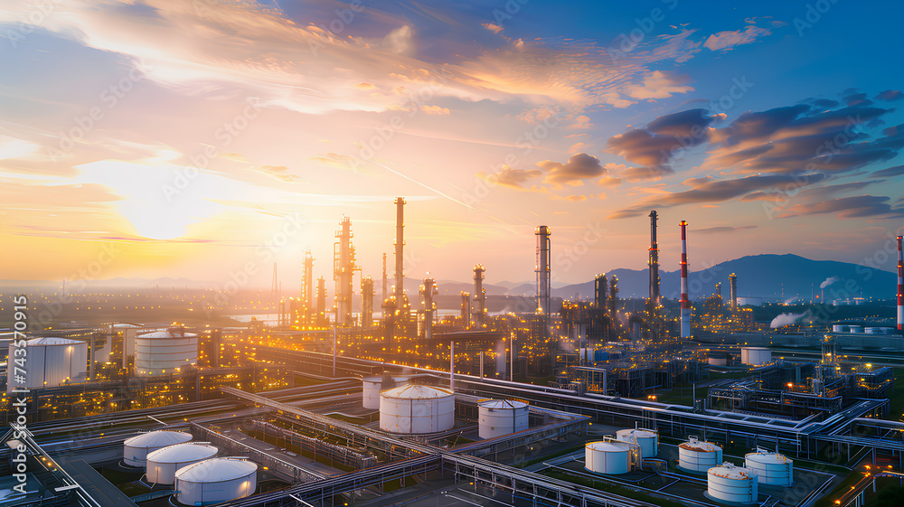 dramatic-sky-over-an-oil-refinery-complex-with-illuminated-structures