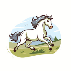 Sticker - Horse running on the meadow. Vector illustration for your design