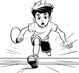 Wall Mural - illustration of a badminton player jumping over a wall.