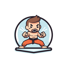 Poster - Kung fu fighter cartoon mascot vector illustration. Premium quality graphic design.