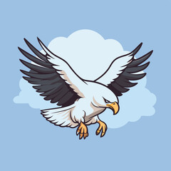 Poster - Eagle flying in the sky. Vector illustration in cartoon style.