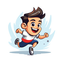 Wall Mural - Running boy. Vector illustration. Isolated on a white background.