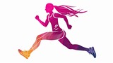 Fototapeta Londyn - Woman Running in a Marathon