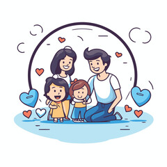 Poster - Happy family with children. Father. mother and daughter. Vector illustration.