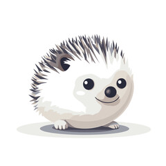 Sticker - Cute hedgehog isolated on white background. Vector cartoon illustration.