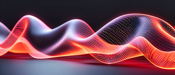 Sticker - Wave of Digital Technology, Abstract Background with Dynamic Motion and Neon Light, Futuristic Design Concept