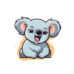 Poster - Cute koala cartoon character. Vector illustration isolated on white background.