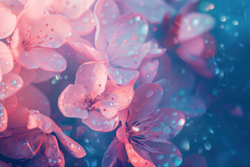 Poster - Flowers in water. A slide background for showcasing creative content. Background image. Created with Generative AI technology.